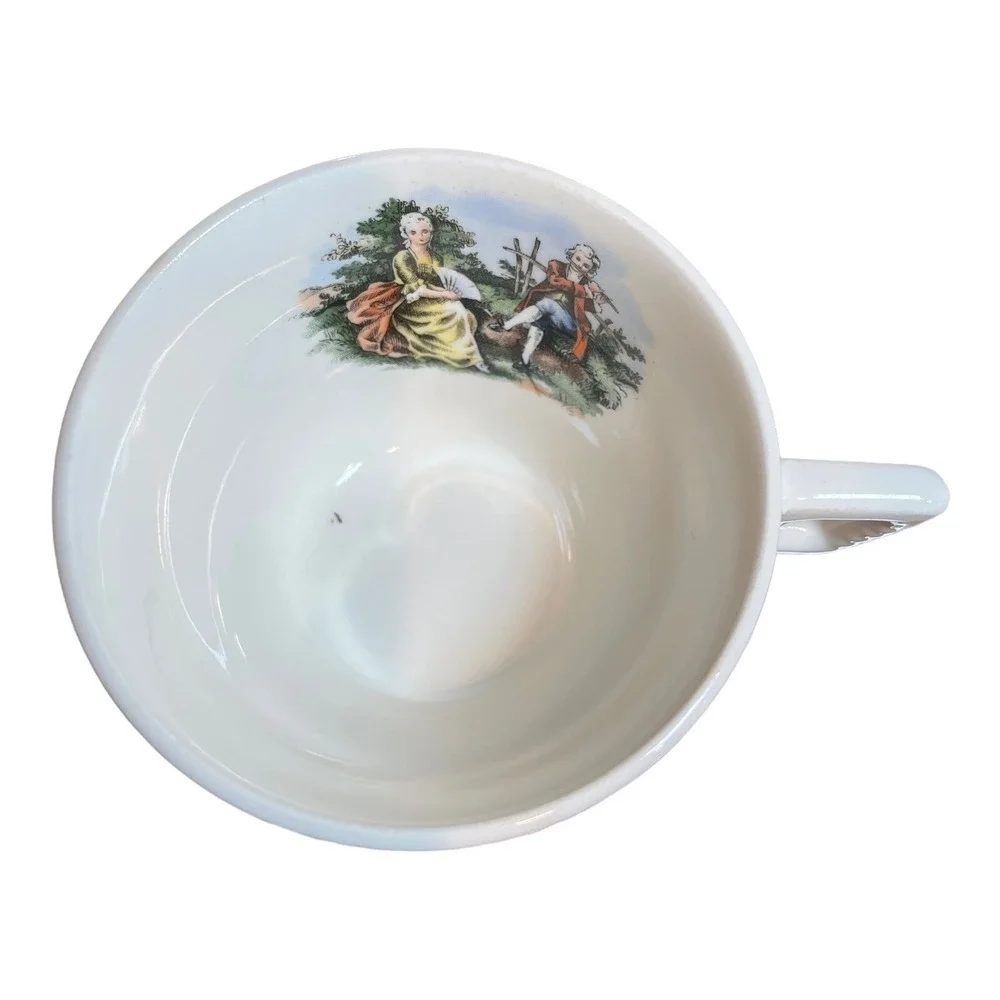 Sebring Pottery Cup Saucer Chantilly USA 22k Gold Courting Couple Porcelain Gilt